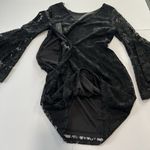 Lulus NWT Allure 'Em In Black Lace Flounce Bell Sleeve Sheath Dress LARGE Photo 5