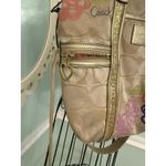 Coach Poppy Applique Gold Multi Crossbody Bag Floral Purse Photo 3