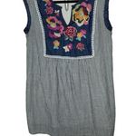 Savanna Jane Embroidered Dress Floral Striped Large Blue Photo 0