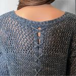 Lucky Brand Blue Marled Knit Open-Stitch Sweater Pullover Tunic Size M Photo 10