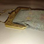 Whiting & Davis Vintage Whiting Davis Mesh Purse Chain Strap Gold Floral Frame Art Deco Bag Photo 7