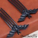 Black Metal Bat Hair Comb Pins Photo 2