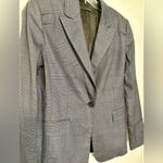 Elie Tahari  Single Button Wool Blend Blazer In Charcoal And Light Gray Plaid 4sz Photo 1
