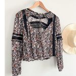American Eagle Lace Floral Babydoll Bohemian Blouse Top Open Back Sz S Photo 9