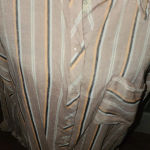Torrid  Womens Taupe‎ Striped Gauze Button Front Relaxed Fit Tunic Top 3 3X Photo 2