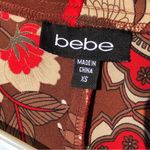 Bebe 🛍️ Brown Paisley Print Silk Dress Fitted Bodice XS Photo 7