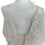 Vienna Prom White Nude Beaded Tulle Ball Gown Plunge Vneck Bridal Prom Dress 4 Photo 2