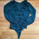 Abercrombie & Fitch dark green sheer polka dot printed bodysuit blouse size sm Photo 0