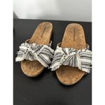 Lucky Brand  Floritan Canvas Bow Slide Sandal Women's Size 6 M Beige Cork Flats Photo 1