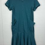 Anthropologie Saturday Sunday Teal Midi Joella Short Sleeve Dress Cotton Pockets Photo 2