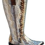 Donald Pliner Western Hand Painted Python Metallic Leather Boot Shoe NIB $1500 Gold Size 5 Photo 5