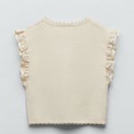 ZARA  Cream Lace Trim Combination Knit Top S Photo 5