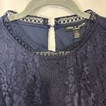 Cable & Gauge NWT  2X Top Blouse High Neck Lace Navy Blue Work Office Party Photo 1