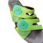 Dansko  Dixie Lime Green Leather Wedges Slide Sandals Size 38 / 7.5-8 Swirl Y2K Photo 8
