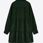 ZARA Women's Green Long Sleeve Babydoll Swing Mini Dress Photo 6