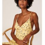 Amanda Uprichard  Amory Yellow Floral Print Sleeveless Slip Midi Dress Size S Photo 3