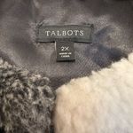 Talbots  Size 2XL Black White Blanket Gingham Check Long Wool Blend‎ Vest Jacket Photo 3