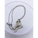 Silver Jeans Necklace - Owl silver pendant necklace rhinestone Photo 2