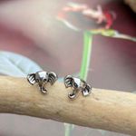 Elephant Head Solid Sterling Silver Stud Earrings Photo 1
