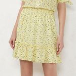 LC Lauren Conrad  Yellow Fleurs Smocked Waist Flounce Skirt Size Small Photo 0