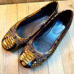 Vaneli Women’s Slip On Leather Flats Snake Skin Print Brown Bow‎ Gold size 7 Photo 1