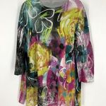 Jess and Jane Womens contrasting Color Knitted Mesh Tunic Top Multi Size Large Yellow Photo 0