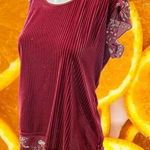 Vintage Velour Ribbed Long Top with‎ Ruffle Sleeves Red Size M Photo 0