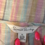 French Laundry  Striped Button Up Front Tie Cotton Blouse Photo 7