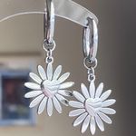 Handmade stainless steel sun heart flower boho retro vintage style 2WAY hoop earrings☀️ Photo 0