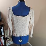 Urban Romantics  Beige Smocked Peasant Puff Sleeve Cottagecore Top Photo 2