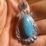 Mojave Blue Turquoise Stainless Steel Pendant Necklace Photo 5