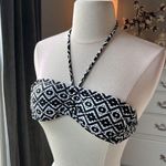 OP Bikini Swimsuit Top Halter Neck Black White Womens Small New Photo 0
