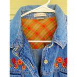 Rebecca Malone  Embroidery Fall Autumn Flower Flannel Denim Button Up Shirt Large Photo 3