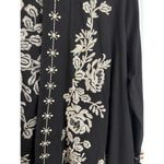 Boho Embroidered Black Flowy Beach Resortwear Kimono Blouse Vacation Medium Photo 4