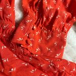 Free People Colette Printed Buttondown Top Small Red Babydoll Longsleeve Floral Photo 8