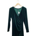 Fiesta Emerald Green Velvet Gown Size XL Long Sleeve Draped Wrap Maxi Dress VTG Photo 5