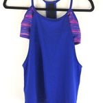 Tyr. Womens Tankini Top Built In Bra Racerback Cutouts Removable Cups Blue S Photo 0