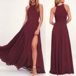 Lulus Lulu’s picture perfect burgundy lace maxi dress Photo 1