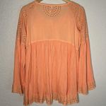 Free People Orange Eyelet Lace Sea of Love Babydoll Top Feminine Girly Demure Photo 4