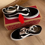 Vans Old Skool School Black White Classic Shoes Suede Canvas Upper M 4 W 5.5 Photo 0