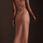 BHLDN Anthropologie  Womens Dress Brown One Shoulder Maxi Evening Bridesmaid 12 Photo 1