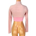 Naked Wardrobe On The Glow Long Sleeve Mock Neck Crop Top Pink Shimmer M NWT Photo 3