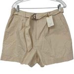 A New Day NEW High Waisted Belted Cotton Chino Shorts 10 Cream Business Casual Photo 0