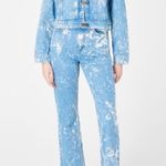 Ganni Womens Cotton High Rise White Acid Light Blue Bootcut Denim BetzyJeans 27 Photo 1