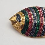 Vintage Giovanni Striped Fish Brooch Green Photo 1