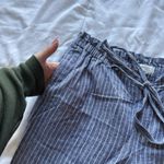 Womens Size Medium Blue White Striped Pants Linen Blend Pockets Summer Beach Photo 2