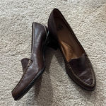 Sofft Brown Leather Crocodile Embossed Loafers w/ Short Heels Women's Size 8.5 Photo 0