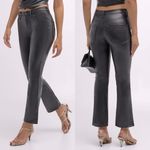 MOTHER The Insider Flood Faux Leather Jeans Black Size 24 NEW Photo 1