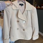Talbots Grace Fit Double Breasted Blazer Jacket Cotton Silk Khaki Tan size 8 Photo 2