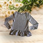 J.Crew  basic long sleeve peplum tee gray Size S big cotton lightweight Photo 3
